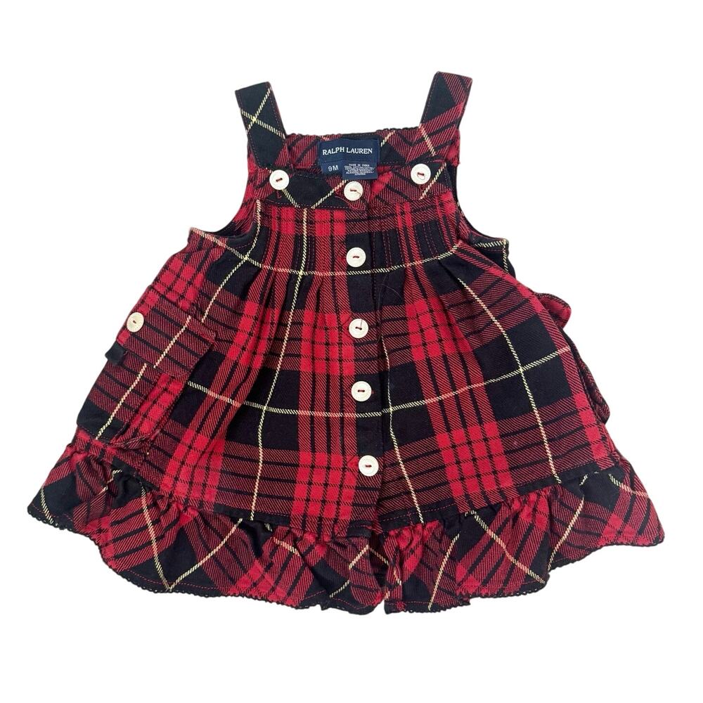 Ralph Lauren Toddler Girl Red and Black Plaid Dress 9m